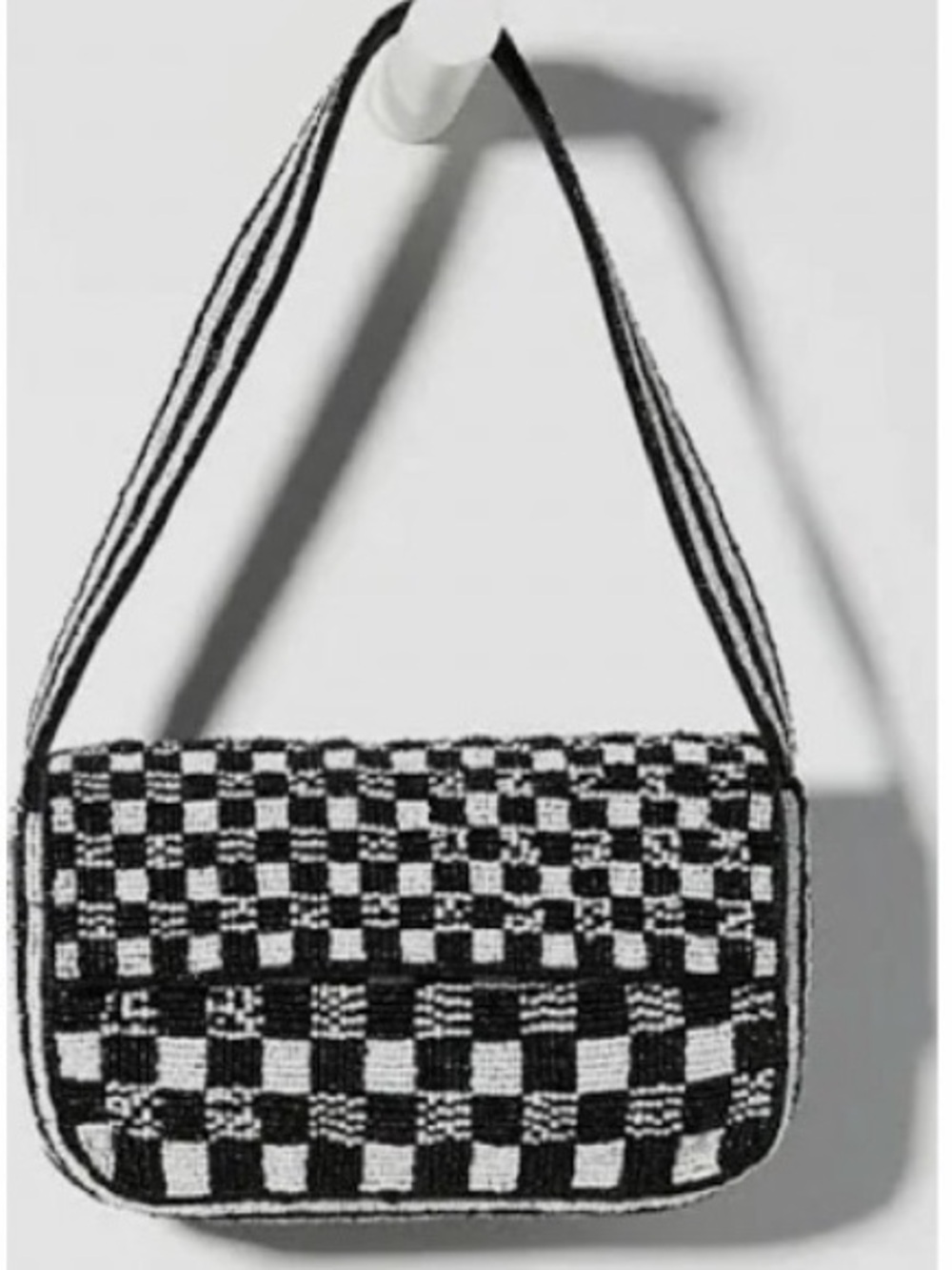 ANTHROPOLOGIE Black & White Beaded Shoulder Bag - Picture 11 of 12